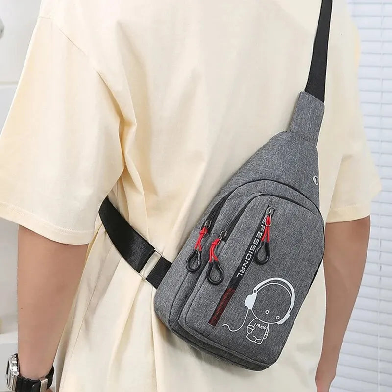 Men'S Chest Bag 2024 New Casual Fashion Shoulder Bag Male Hand Crossbody Korean Cycling Backpack