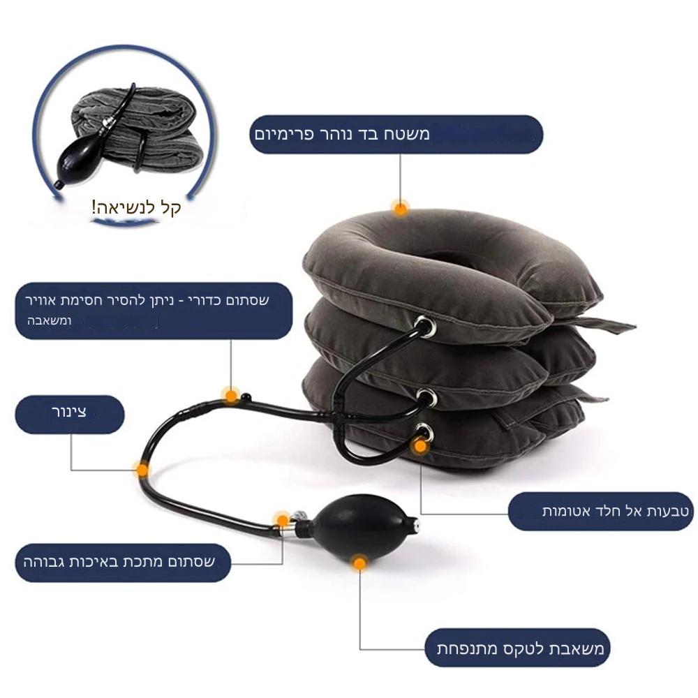 NeckComforter™  כרית מתנפחת לצוואר המסייעת בהקלה בכאבים ומותחת שרירים תפוסים -  מבית סולושן